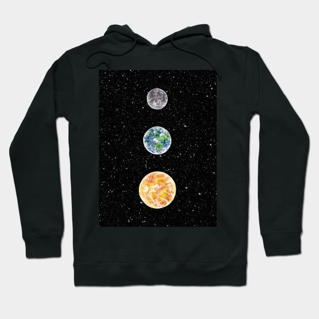 Moon Earth Sun Hoodie by hxrtsy